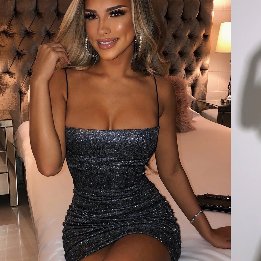 BABYBOO | ANASTASIA MINI DRESS - BLACK SPARKLE